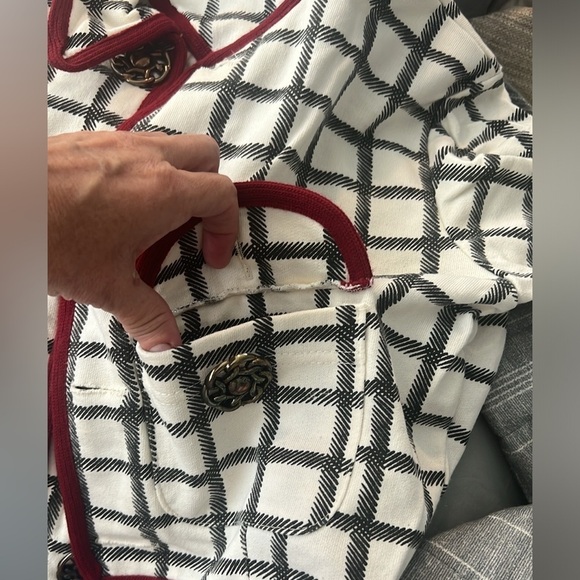 VTG Morgan de Toi,Cotton Blend Cream/Wine Double-Row Buttons,Pockets,EUC, Size M - Picture 2 of 12